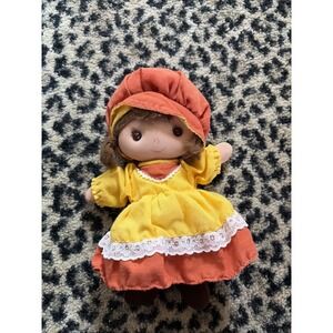 KAMAR 'Amanda' Stuffed Doll Girl‎ In Orange Yellow Dress Vintage 8" Plush Toy
